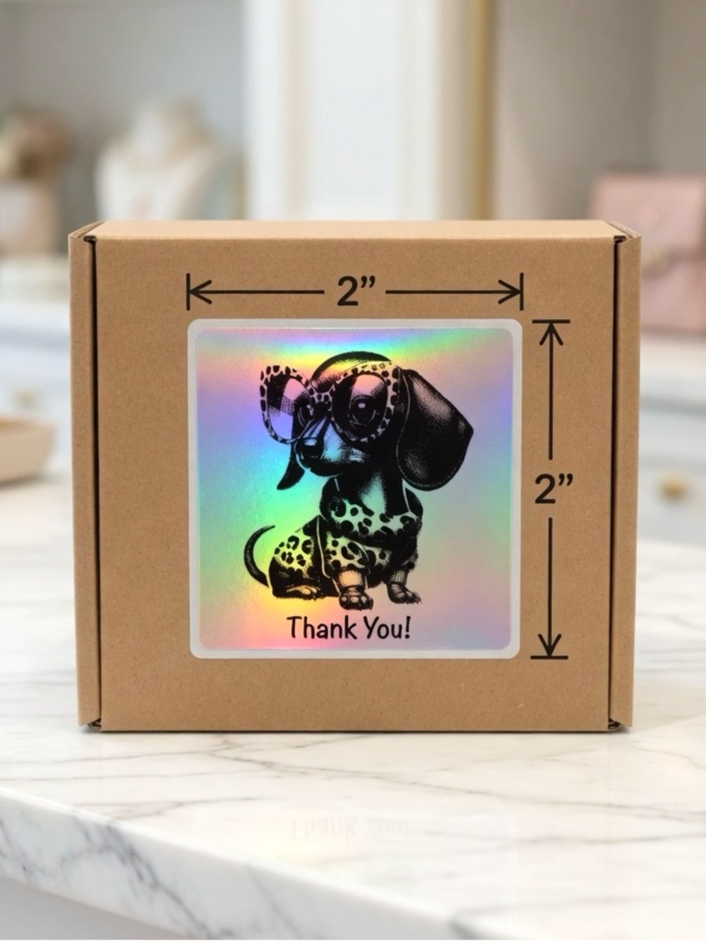 Dachshund Holographic Thank You Stickers 2”x2” Set of 100ct. NEW